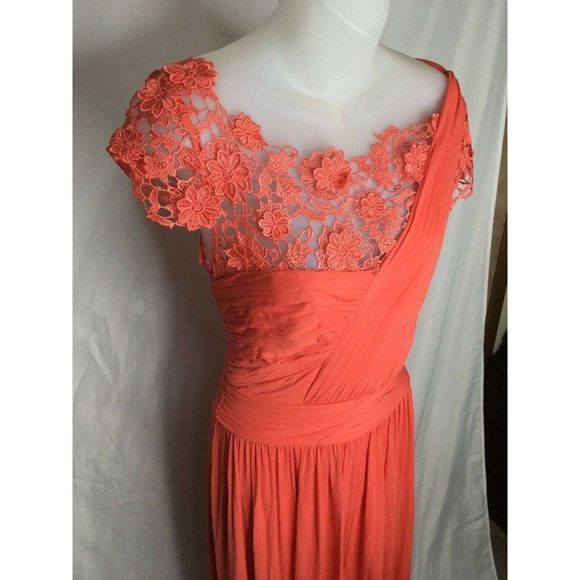 Coast (British) Full Length Prom Indian Wedding Gown Bright Orange US8 Lace top - Picture 5 of 10
